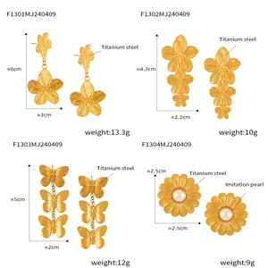 Détails de taille et poids pour boucles d'oreilles fleurs et papillons en acier titane