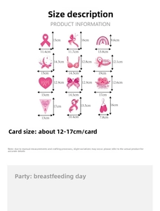 Detailed size guide for 12 pink ribbon breast cancer awareness party banner cards