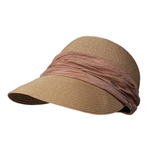 Japanese retro pleated straw equestrian sun hat with wide brim for summer UV protection
