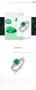 Macro view of S925 silver ring featuring square emerald cut and sparkling zircon details