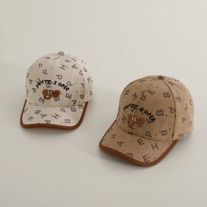 Kids Baseball Cap Corduroy Cartoon Elephant Embroidery Letter Print Adjustable Peaked Hat For Boys Girls Toddler