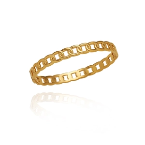 Minimalist punk style hollow chain link bracelet in polished gold-plated titanium steel