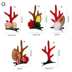 Detailed size chart for Christmas reindeer antlers hair clips with metric measurements