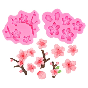 Silicone cherry blossom flower mold set for chocolate cake toppers and DIY resin crafts