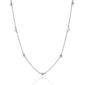Minimalist S925 sterling silver necklace with star pendants and reflective finish