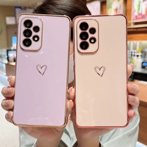 Coque de téléphone électroplaquée avec motif cœur antichoc pour Samsung Galaxy série