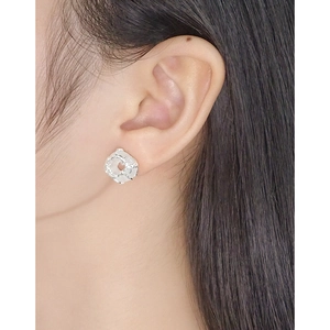 S925 sterling silver earrings with lava texture and agate stone on a female model