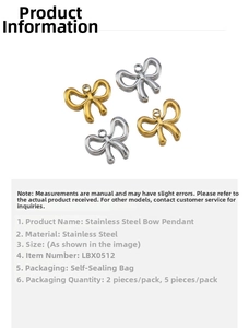 Detailed view of gold and silver stainless steel bow pendants with polished mirror finish