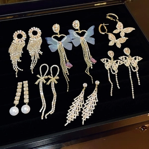 S925 silver needle zircon tassel earrings collection featuring butterfly and pearl designs