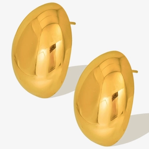 Polished 304 stainless steel gold water drop earrings with a modern minimalist teardrop design