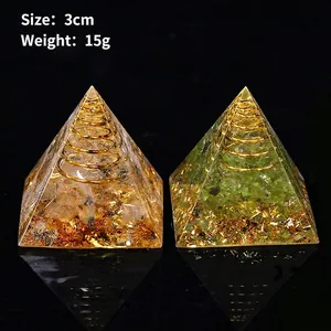 Handmade 3cm Orgone Pyramid set with natural crystal stones and copper coils for energy