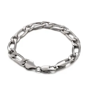 Men Stainless Steel Figaro Chain Necklace Polished NK Link Curb Cuban Hip Hop Streetwear Jewelry Accessory
