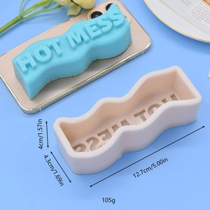Hot Mess wave candle silicone mold with 12.7cm letter phrase for cake soap decor