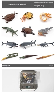 12-piece prehistoric sea creature model set on scale weighing approximately 80g