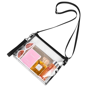 Transparent PVC Crossbody Bag Waterproof Adjustable Strap Stadium Approved Clear Shoulder Purse For Women Travel