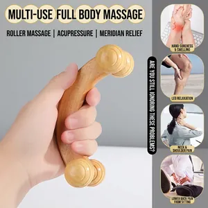 Ergonomisches Holz-Rollenmassagegerät mit Doppelball-Design für manuelle Nacken-Therapie