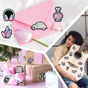 50 pieces of waterproof laser iridescent graffiti stickers for guitars and luggage
