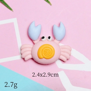 Detailed view of pink and blue resin crab charm measuring 2.4x2.9cm for DIY projects