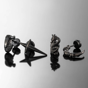 Boucles D'oreilles Puces En Acier Inoxydable Punk Dragon Grenade Étoile Griffe Bijoux Piercing Pour Hommes Style Gothique