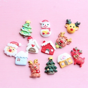 Set of 12 Christmas resin charms including Santa, reindeer and trees for DIY crafts