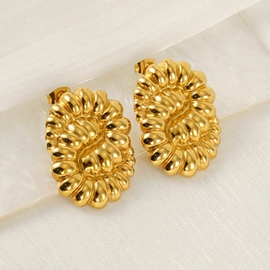 Boucles d'oreilles créoles torsadées dorées 18 carats au design rétro élégant