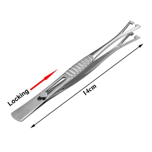 Pinza per piercing da 14cm in acciaio inossidabile con meccanismo di bloccaggio sicuro