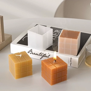 Cubic grid silicone mold for DIY aromatherapy candles and textured cube gypsum ornaments