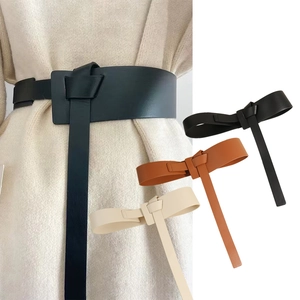 Women's Wide PU Leather Knotted Corset Belt Fashion Simple Versatile Waist Decorative Belt For Dress Coat Autumn