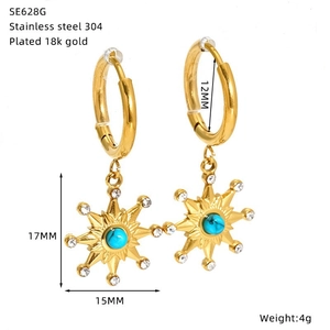 Boucles d'oreilles créoles en acier doré 18k avec pendentif étoile œil maléfique
