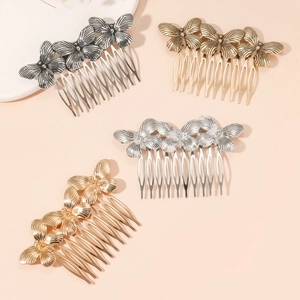 Vintage Butterfly Hair Comb Metal Alloy Baroque Style Elegant Hair Side Comb Headpiece For Women Wedding Party Accessory