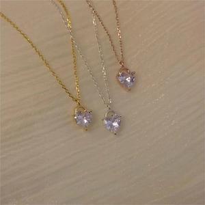 Minimalist 925 sterling silver heart necklaces in gold, silver, and rose gold finishes