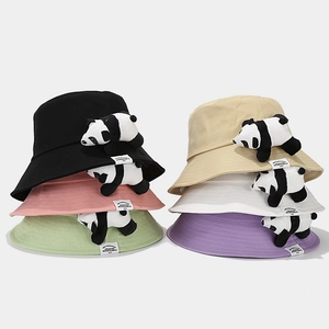 Chapeau Bob En Coton Panda En Peluche 3D Mignon Large Bord Protection Solaire Réglable Décontracté Pour Hommes Femmes