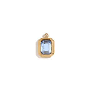 Minimalist square 18K gold plated stainless steel pendant with light blue gemstone