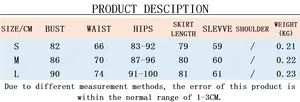 Detailed size chart for women's cutout crop top and skirt set with bust and waist metrics