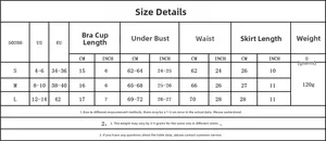Tableau des tailles détaillé pour ensemble lingerie dentelle avec mesures US, EU et CM