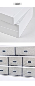 Detail der weißen Aufbewahrungsbox mit Wasserwellenstruktur und schwarzem Griff
