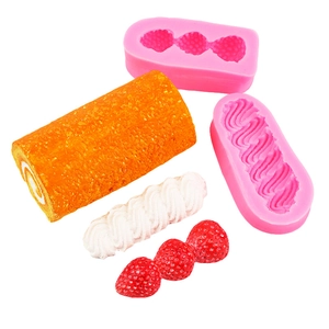 Set stampi in silicone per rotoli svizzeri fai-da-te con forme di fragole e panna per creazioni