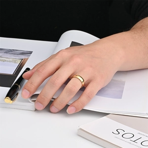 Minimalist 6mm titanium steel plain ring for men and women, Korean style versatile jewelry.