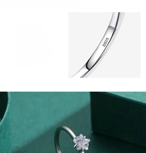 Detail of S925 sterling silver ring showing star zircon inlay and hallmark engraving