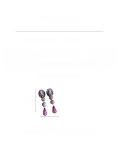 Macro detail of vintage resin drop earrings with floral relief and size dimensions