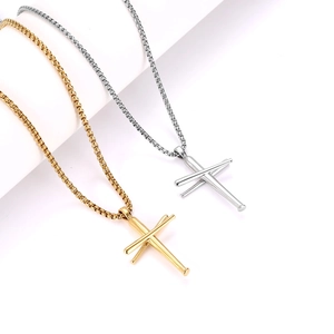 Colliers hip hop pour hommes avec pendentifs de batte de baseball en or et argent