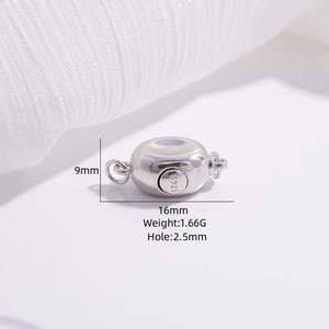 Fermoir ovale en argent sterling S925 pour bijoux avec dimensions précises