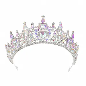 Tiaras de mariée en cristal couronne strass irisés accessoires de cheveux de mariage