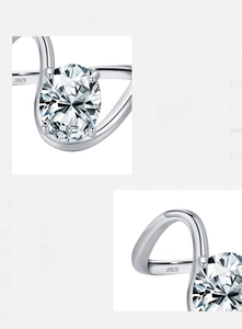 Detail of S925 sterling silver ring featuring hand-set zircon and hallmark engraving