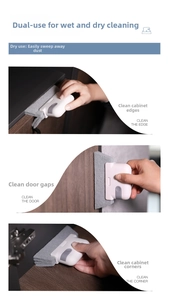 Detail of 2-in-1 crevice cleaning tool used for window tracks and furniture corners