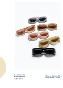 Flat lay of retro oval sunglasses in multiple colors showing the diverse frame color range