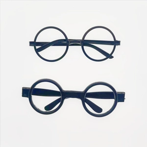 Detail of two-pack black round lensless glasses frames for Halloween party props
