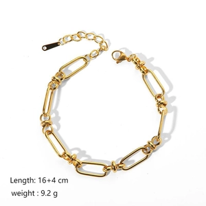 Close-up of 18K gold-plated oval link chain bracelet with lobster clasp and extension
