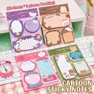 Kawaii Cartoon Shaped Sticky Notes Paper Self-Adhesive Memo Pads For Handbook Journaling School Office Cute Animal Patterns