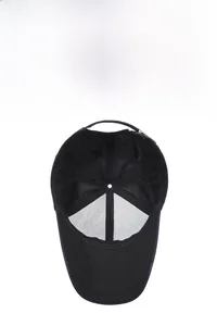 Detail of breathable mesh lining and adjustable metal buckle on men's baseball cap